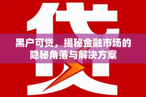 清浦黑户可贷，揭秘金融市场的隐秘角落与解决方案