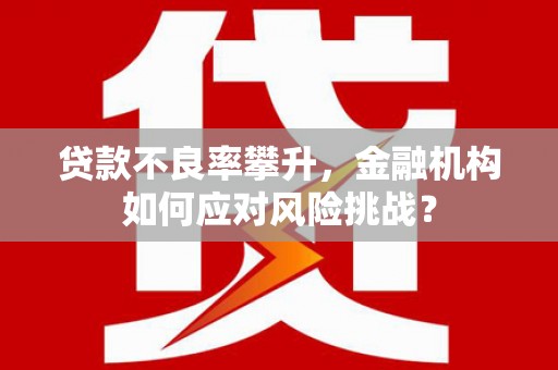 清浦贷款不良率攀升，金融机构如何应对风险挑战？