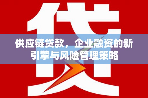 清浦供应链贷款，企业融资的新引擎与风险管理策略
